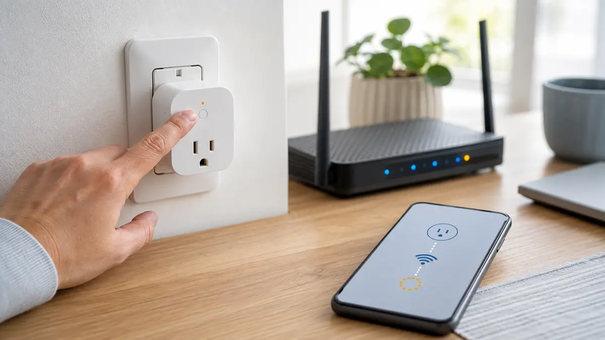 Resetting a smart plug near the router before WiFi pairing