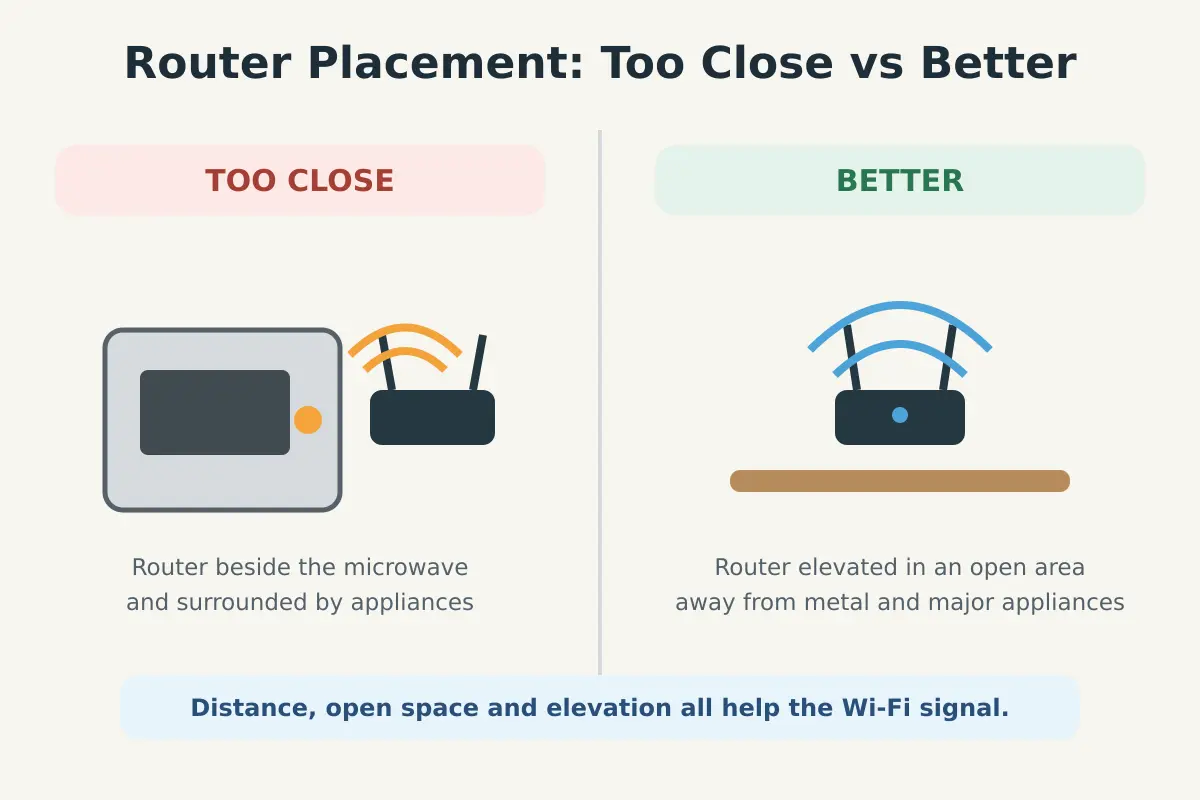 Better router placement away from a microwave oven